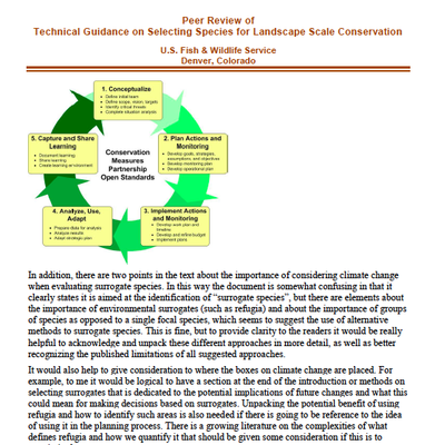 Peer Review of Technical Guidance on Selecting Species for Landscape Scale Conservation