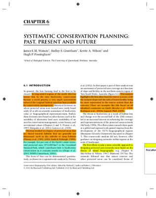 Watson et al. - 2011 - Systematic conservation planning: past, present and future