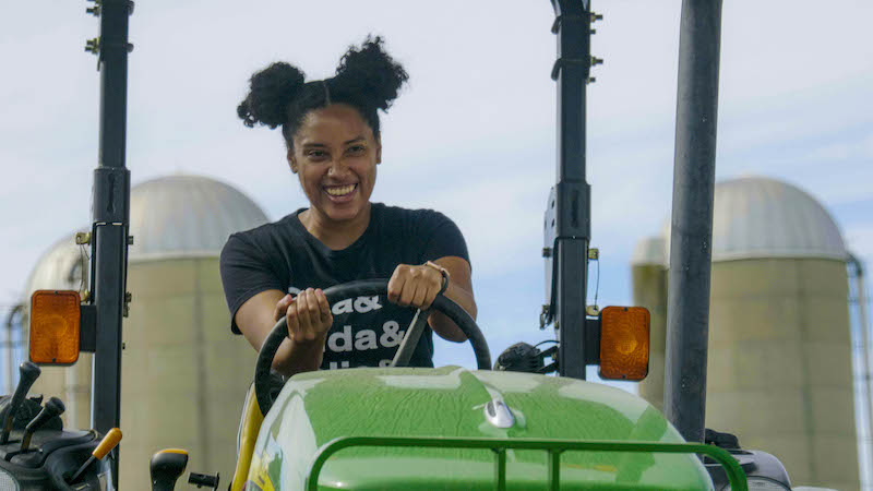 University of Maryland student Isabel Sánchez learns about tractor safety during a class at the Central Maryland Research and Education Center in Ellicott City, Md., Sept 25, 2021