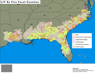 Priority Southeast U.S. Counties for Prescribed Burning Emphasis