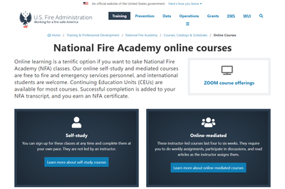 National Fire Academy online courses