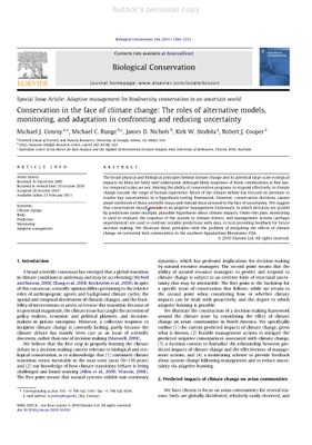 Conservation in the face of climate change: The roles of alternative models, monitoring, and adaptation in confronting and reducing uncertainty