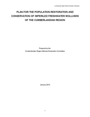Plan for the Population Restoration and Conservation of Imperiled Freshwater Mollusks of the Cumberland Region