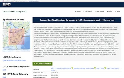 Cave and Karst Biota Modeling in the Appalachian LCC- Observed Amphipods in 20km grid cells