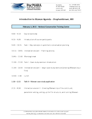 Marxan Training Overall Agenda PDF