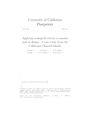 Applying ecological criteria to marine reserve design: A case study from the California Channel Islands