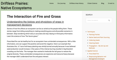 Driftless Prairies: Native Ecosystems-The Interaction of Fire and Grass