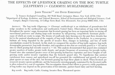 The Effects of Livestock Grazing on the Bog Turtle