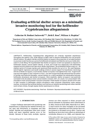 Evaluating artificial shelter arrays as a minimally invasive monitoring tool for the hellbender (Cryptobranchus alleganiensis)