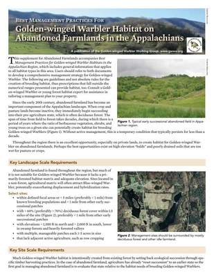 Best Management Practices for Golden-winged Warbler Habitat on Abandoned Farmlands in the Appalachians