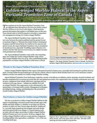 Best Management Practices for Golden-winged Warbler Habitat in the Aspen Parkland Transition Zone of Canada