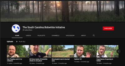 The South Carolina Bobwhite Initiative YouTube Channel