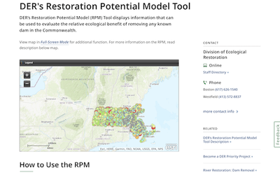 Massachusetts DER's Restoration Potential Model Tool