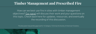 Timber Management and Prescribed Fire