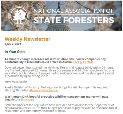 National Association of State Foresters Weekly Newsletter April 2, 2021