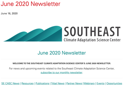 Southeast Climate Adaptation Science Center Newsletter June, 2020