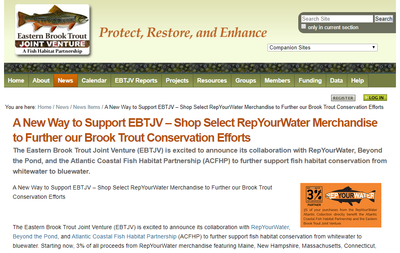 A New Way to Support EBTJV-Shop Select RepYourWater Merchandise to Further our Brook Trout Conservation Efforts