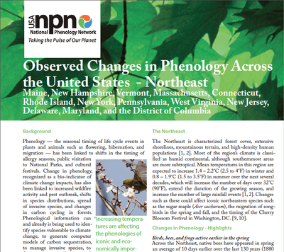Observed Changes in Phenology Across the United States - Northeast