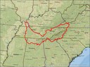 This map depicts the boundaries of the Tennessee River Basin based on hydrologic units from U.S. Geoloogical Survey using the National Geogrpahic World Map as a basemap.
