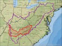 This map depicts the boundaries of the Tennessee River basin defined using hydrologic units from the U.S. Gelogical Survey overlaid on the Appalachian LCC boundary using the National Geographic World Map as a basemap.