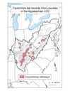 Distribution map of counties with a cave/mine occurrence for Rafinesque’s big-eared bat (Corynorhinus rafinesquii) within the Appalachian LCC region. 