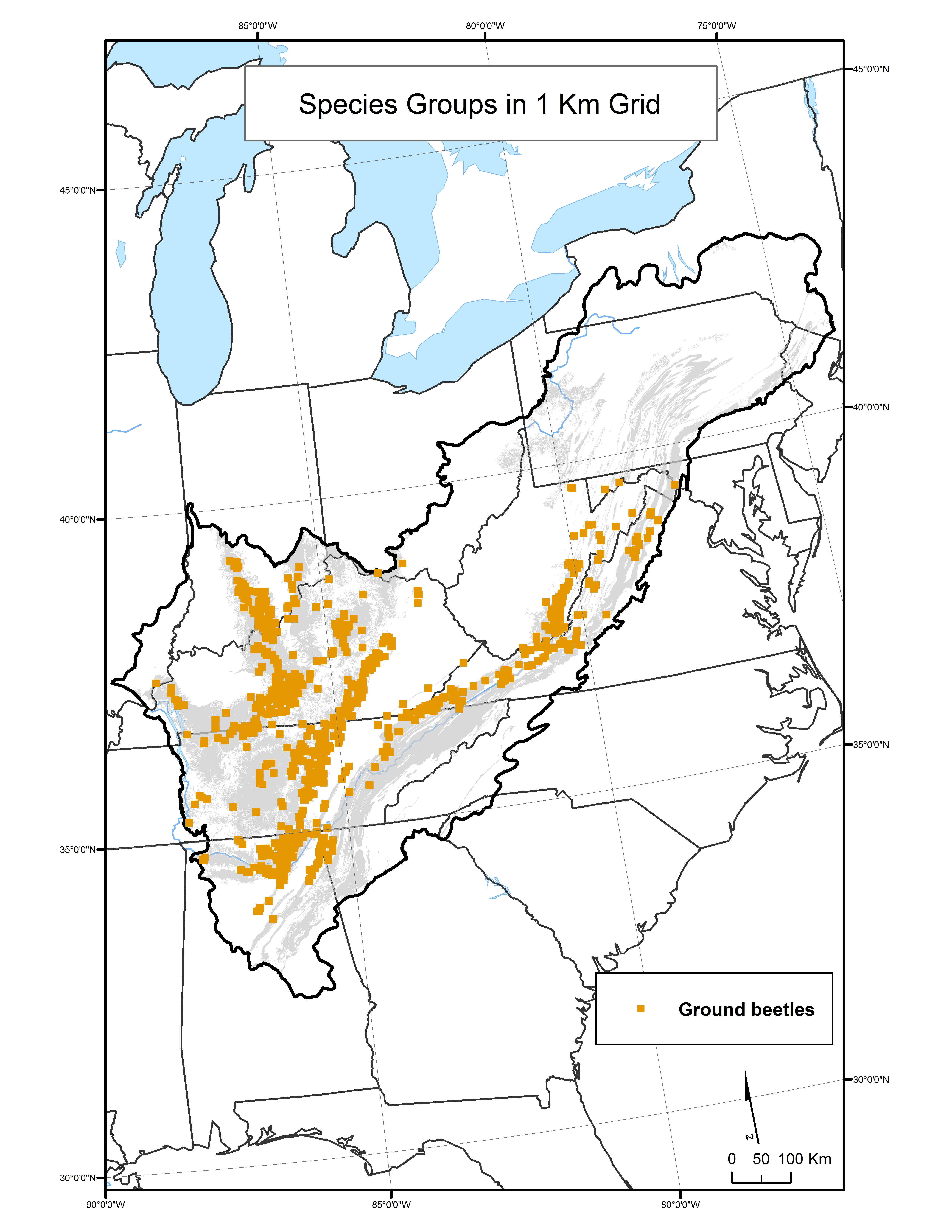 Ground Beetle Species Distribution by 1km Grid