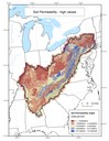 High values for soil permeability at 1 kilometer resolution throughout the Appalachian LCC region. 