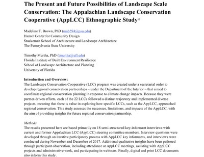 Executive Summary - Present and Future Possibilities of Landscape Scale Conservation