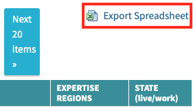 Export Spreadsheet