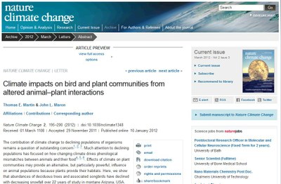 Climate Impacts on Bird and Plant Communities From Altered Animal – Plant Interactions