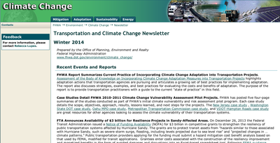 FHWA Sustainable Transportation and Climate Change Newsletter