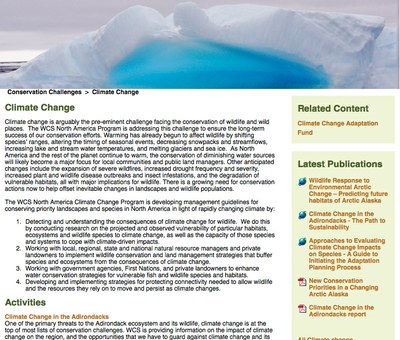 Wildlife Conservation Society Conservation Challenges -  Climate Change