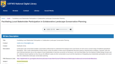 Facilitating Local Stakeholder Participation in Collaborative Landscape Conservation Planning